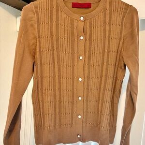 Chic Tan Cardigan Sweater by Love Scarlet.  Pretty light brown color